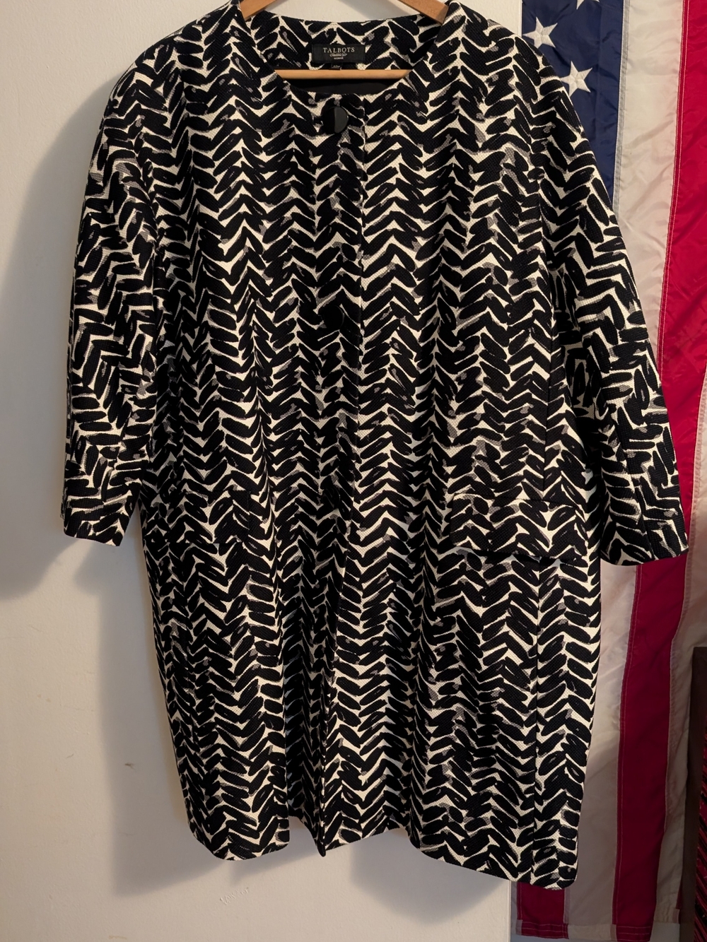 Talbots Black and White Patterned Coat Size 22w